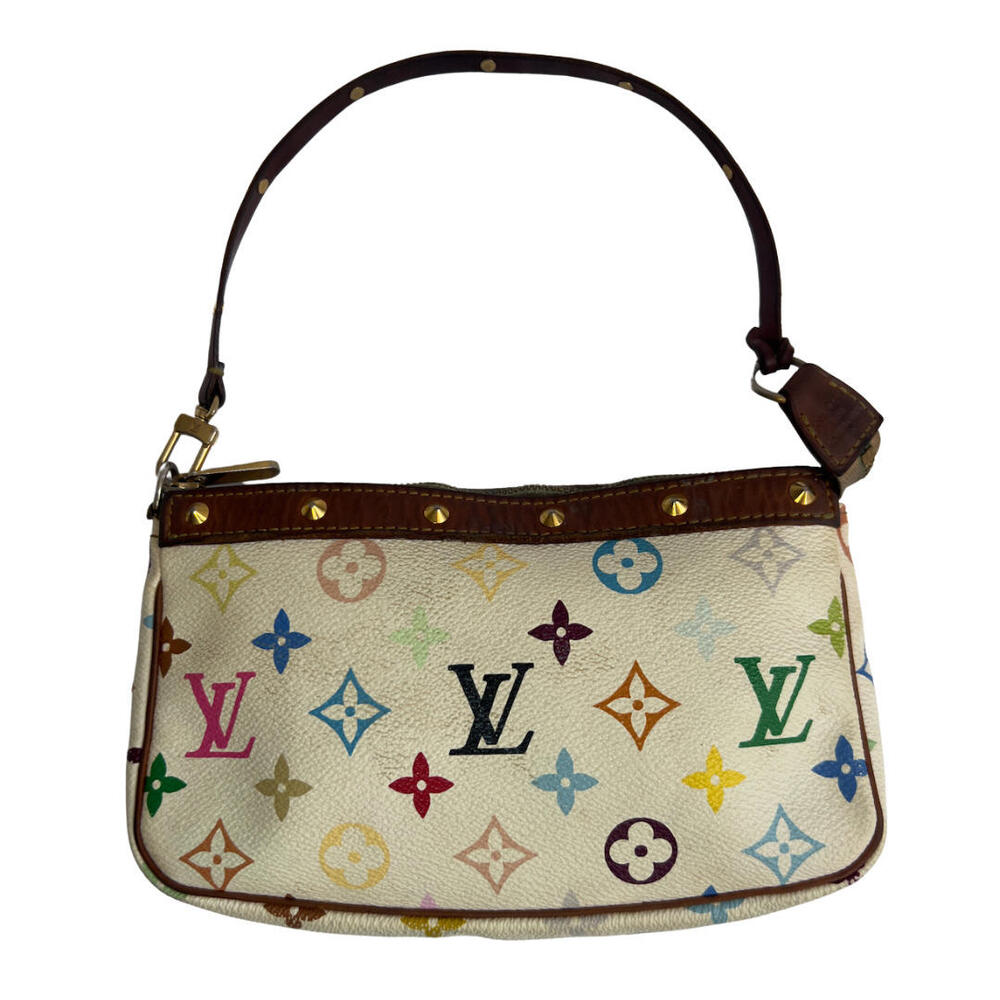 Louis Vuitton Murakami Pochette Baguette White Leather w/Multicolor LV Monogram